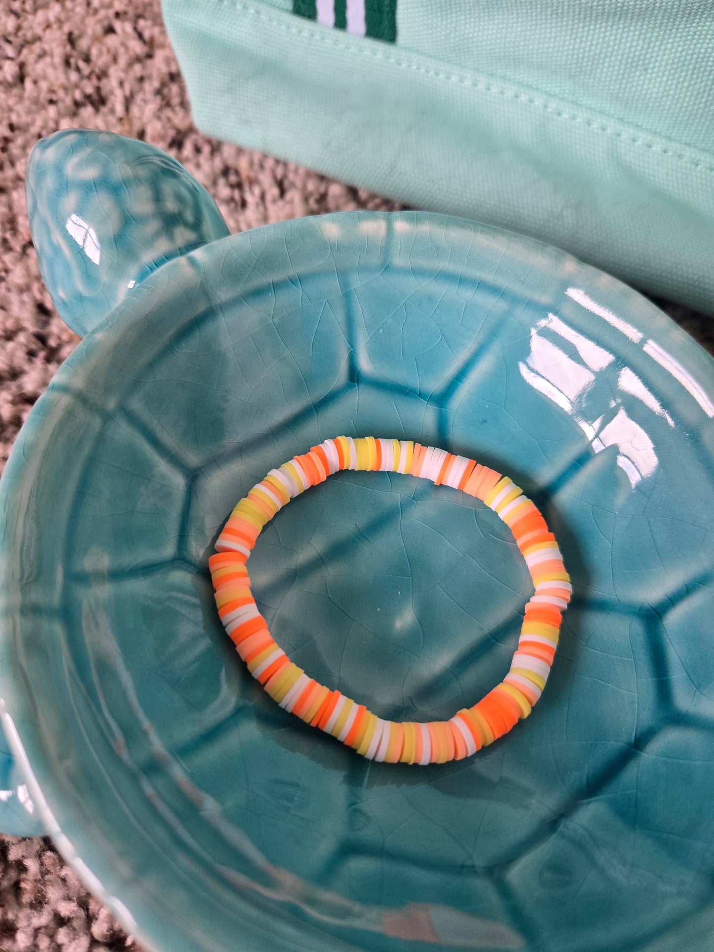 Colorful clay bead bracelets