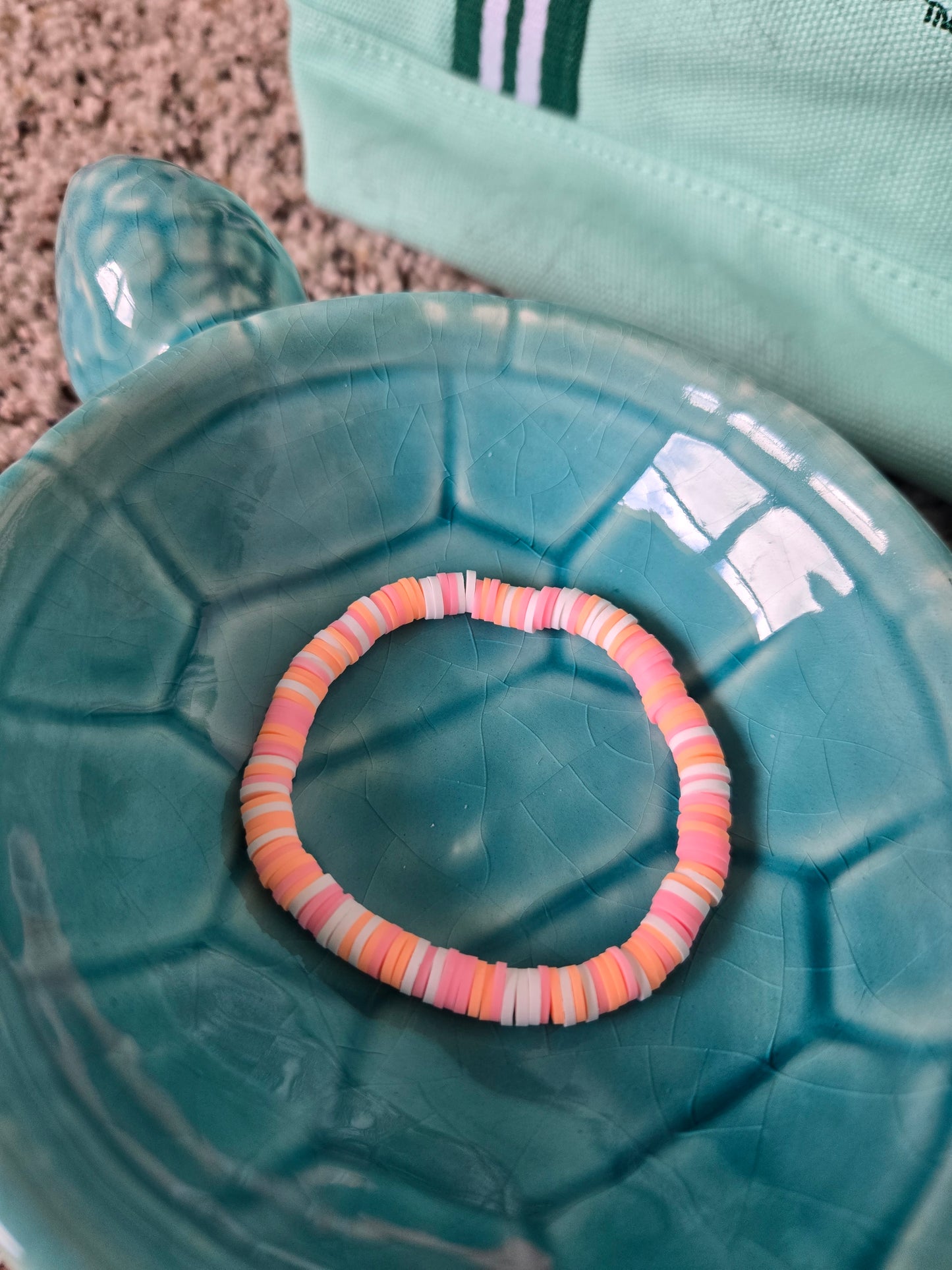 Colorful clay bead bracelets